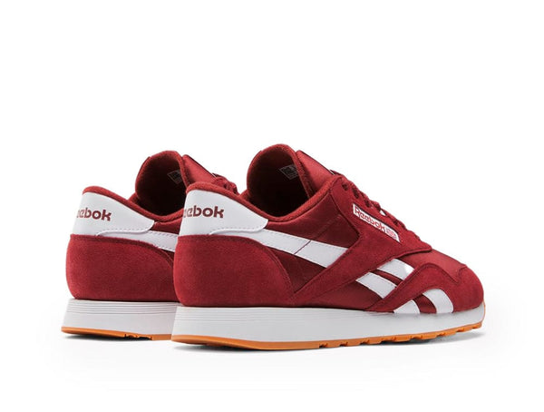 Zapatilla Reebok Classic Nylon Hombre Burdeo - Blanco