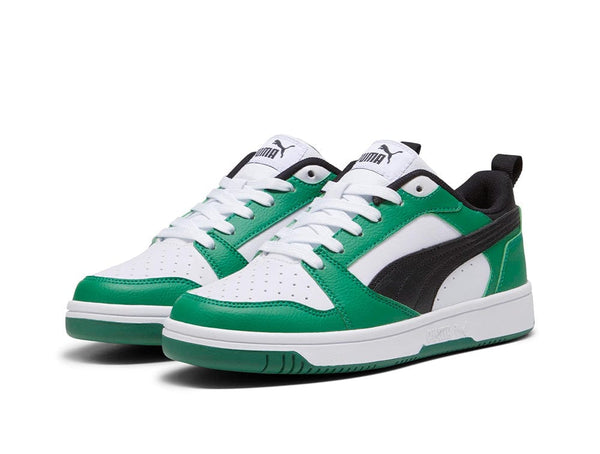 Zapatilla Puma Rebound V6 Cadete Blanco - Negro - Verde