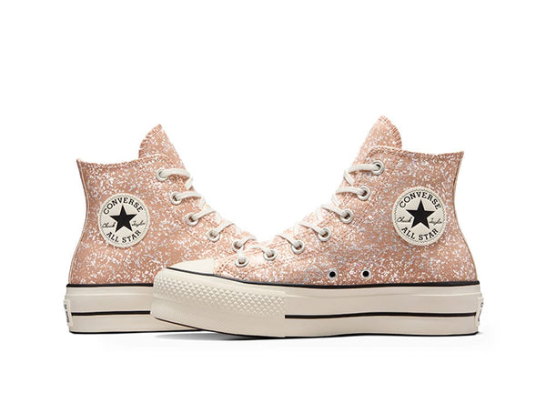 Zapatilla Converse Chuck Taylor All Star Lift Hi Glitter Shinefetti Mujer Rosado