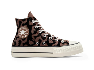 Zapatilla Converse Chuck Taylor All Star Lift Lavish Leopard Mujer Negro - Cafe