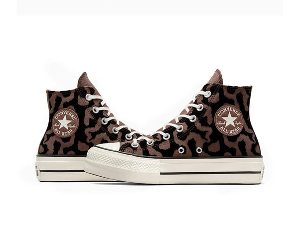 Zapatilla Converse Chuck Taylor All Star Lift Lavish Leopard Mujer Negro - Cafe