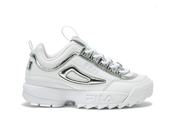 Zapatilla Fila Disruptor II Creased Metallic Mujer Blanco